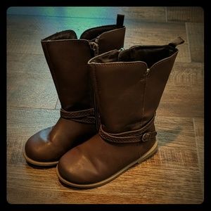 Brown leather boots